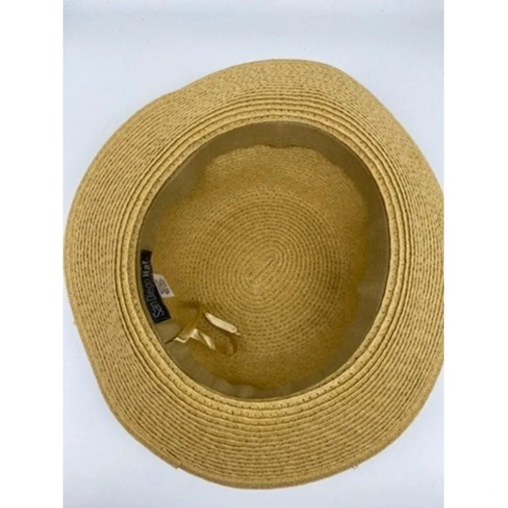 San Diego Hat Company Straw Cloche Hat Women OS Tan Black Bow Adjustable